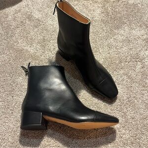 J.Crew Cap Toe Ankle Boot Black Leather 7.5